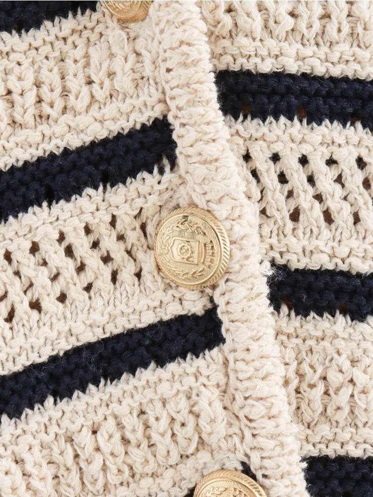 Women Striped Crochet Vest | Adriana