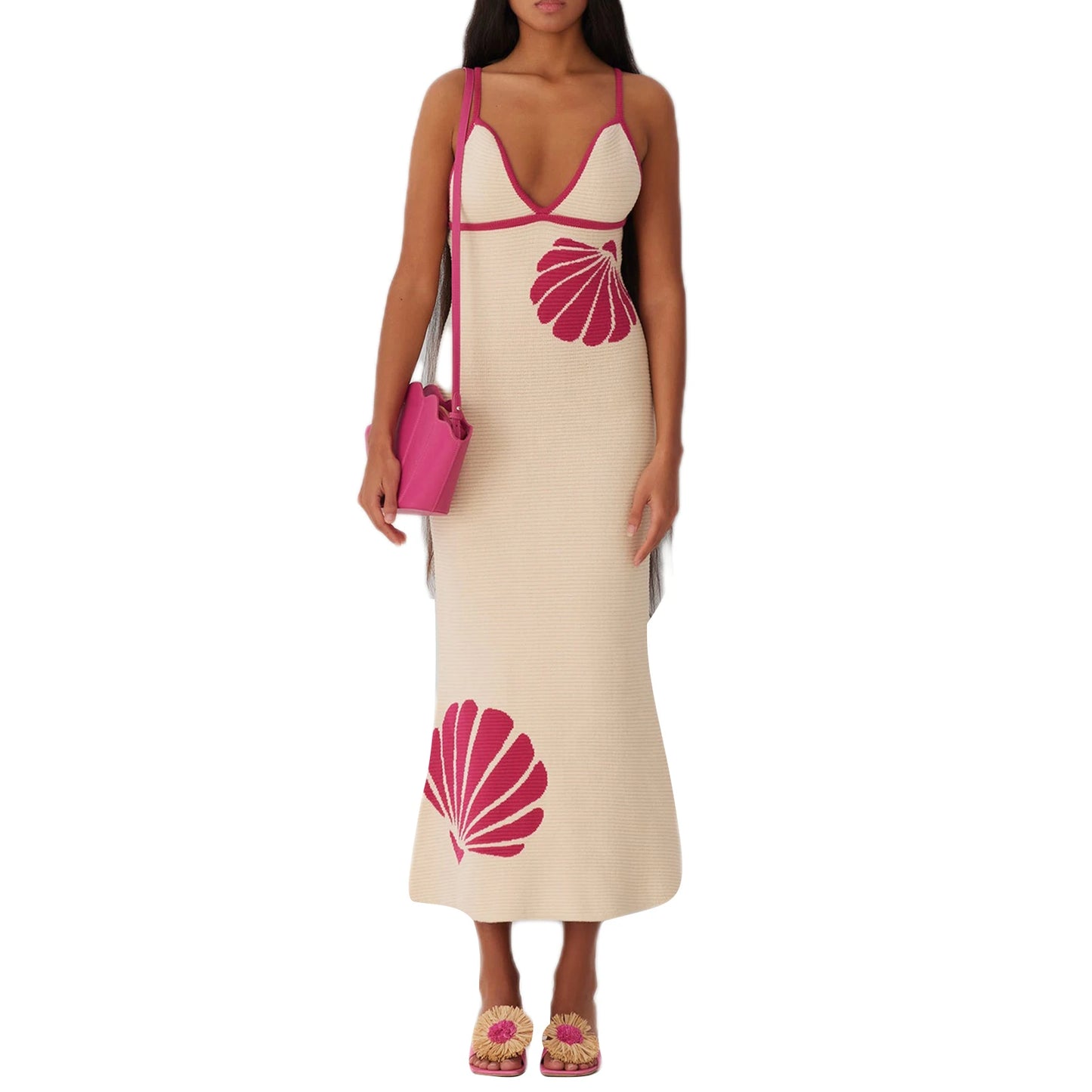 Women Shell-Printed Knit Midi Dress | Serena