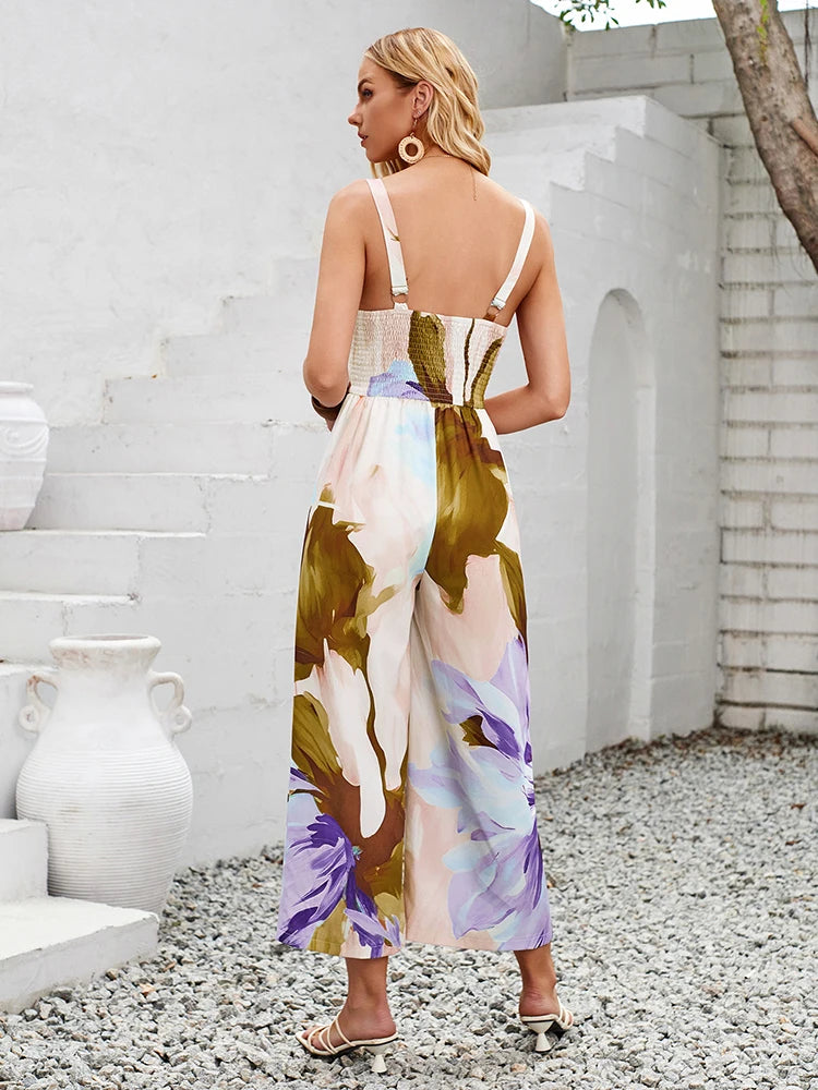 Women Floral Wide-Leg Jumpsuit | Gabriela