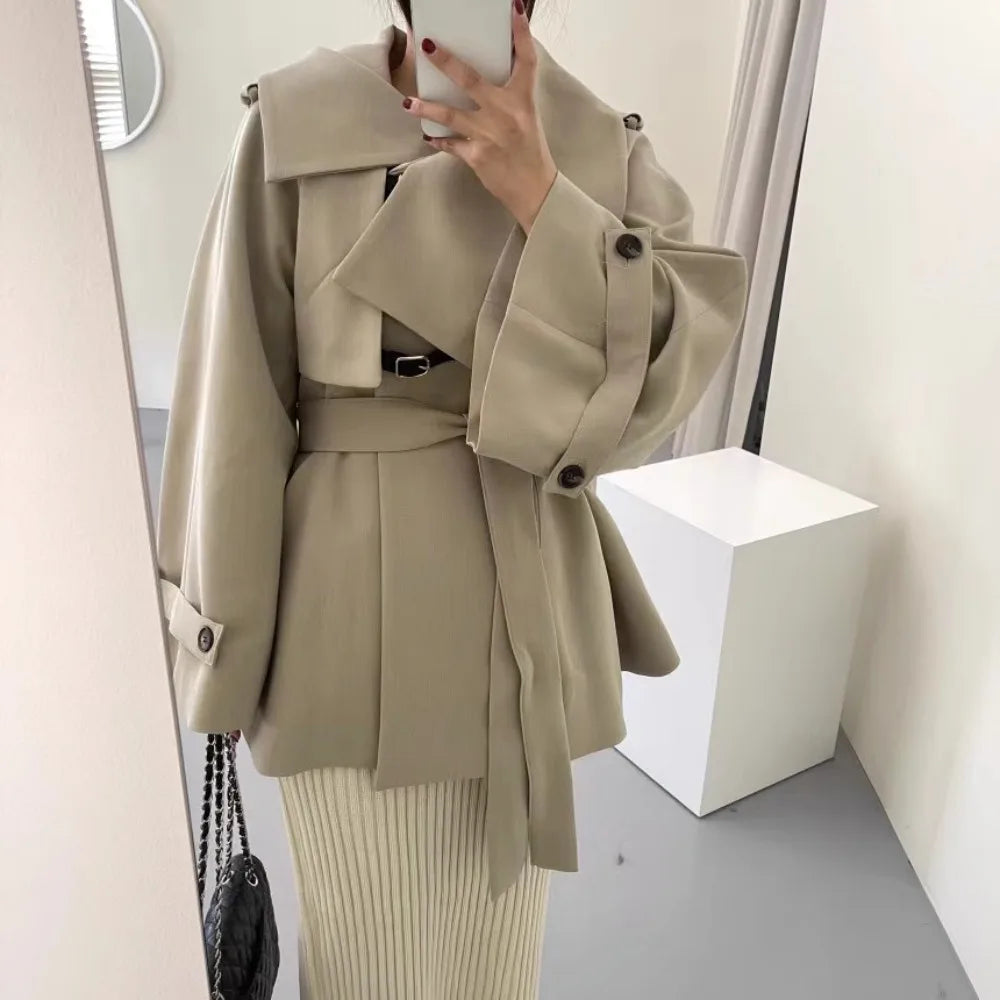 Women Belted Oversized Trench Jacket | Devina