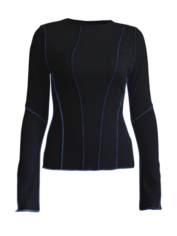 Women Striped Contrast Stitching Top | Rosalba