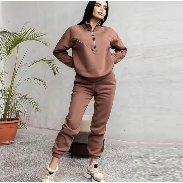 Women Quarter-Zip Tracksuit Set | Lirienne