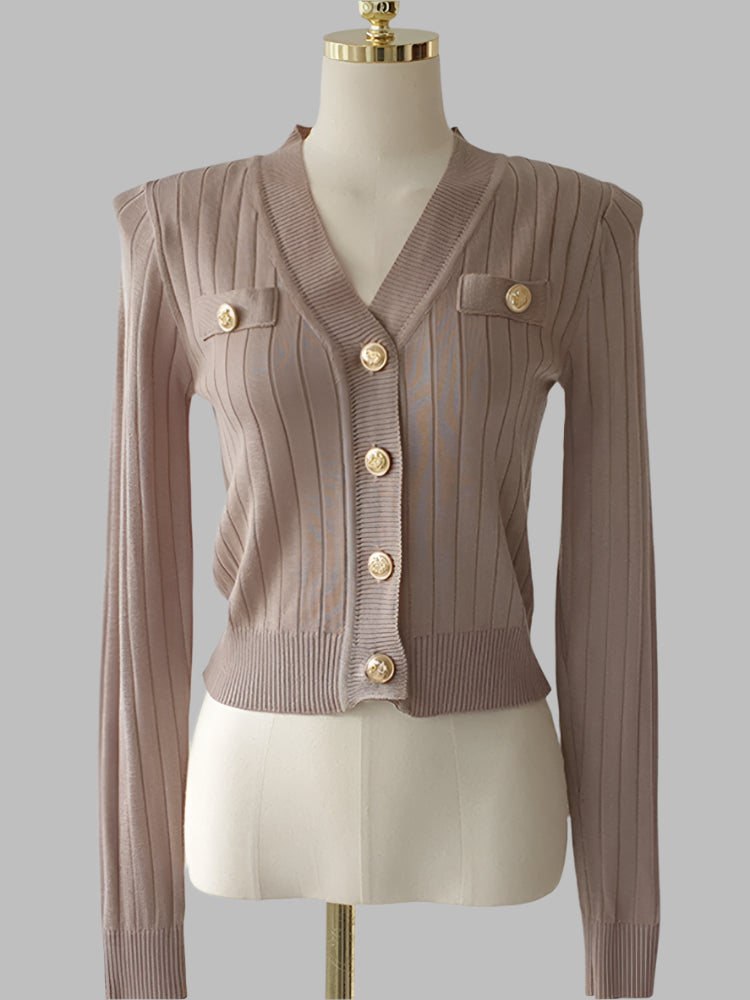 Women Ribbed Button-Up Cardigan | Jessamy