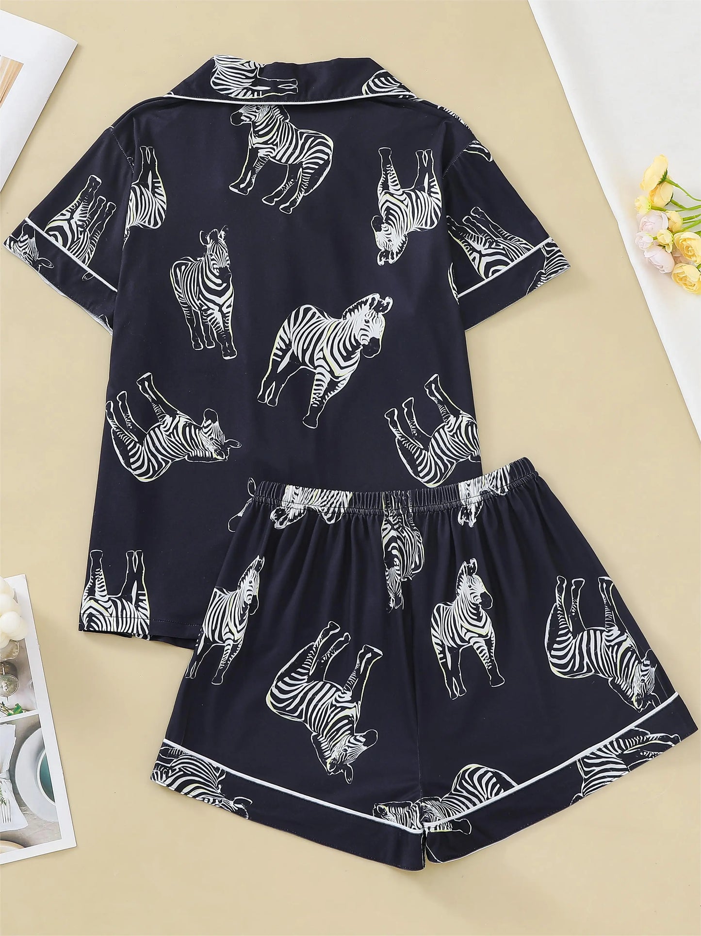 Women Printed Zebra Pajama Set | Claudette