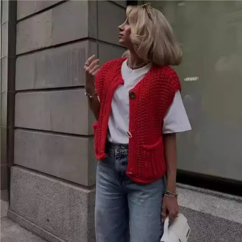 Women Sleeveless Knit Vest | Hestia