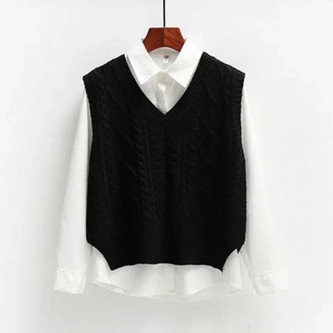 Women Cable Knit Sweater Vest | Amabel
