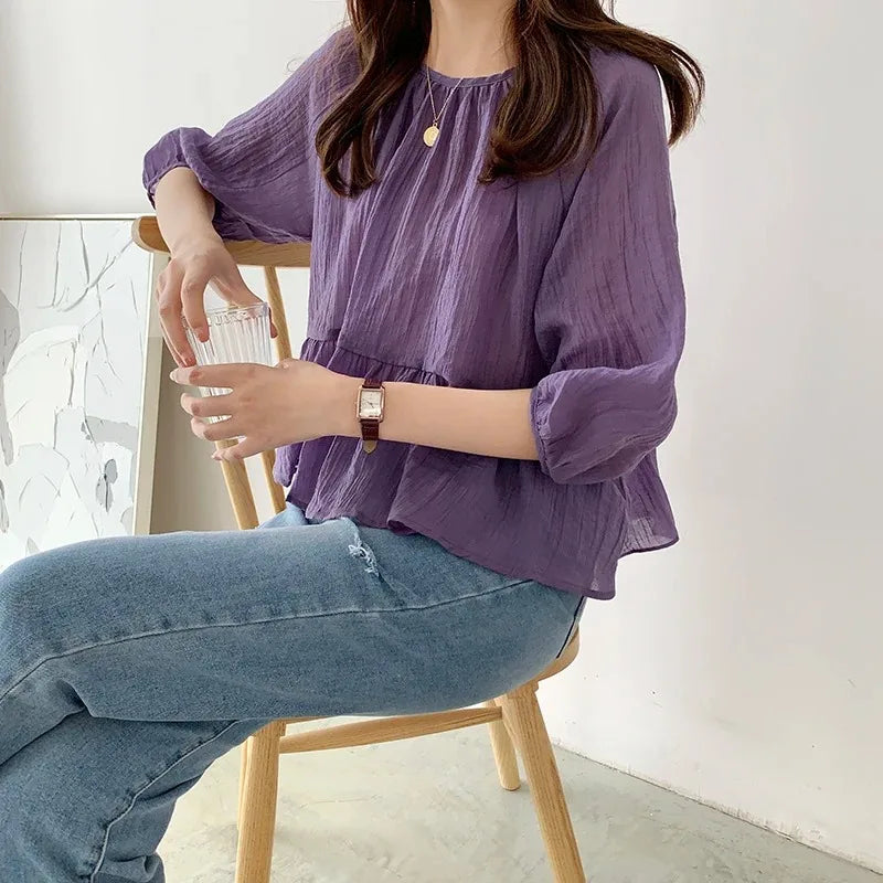 Women Ruffled Elegant Pleated Blouse | Caridad