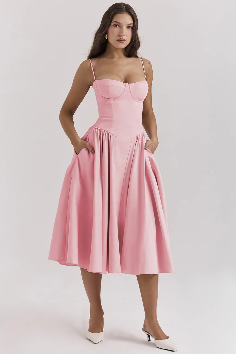 Women Chic Sleeveless Midi Sun Dress With Corset Fit | Tulum