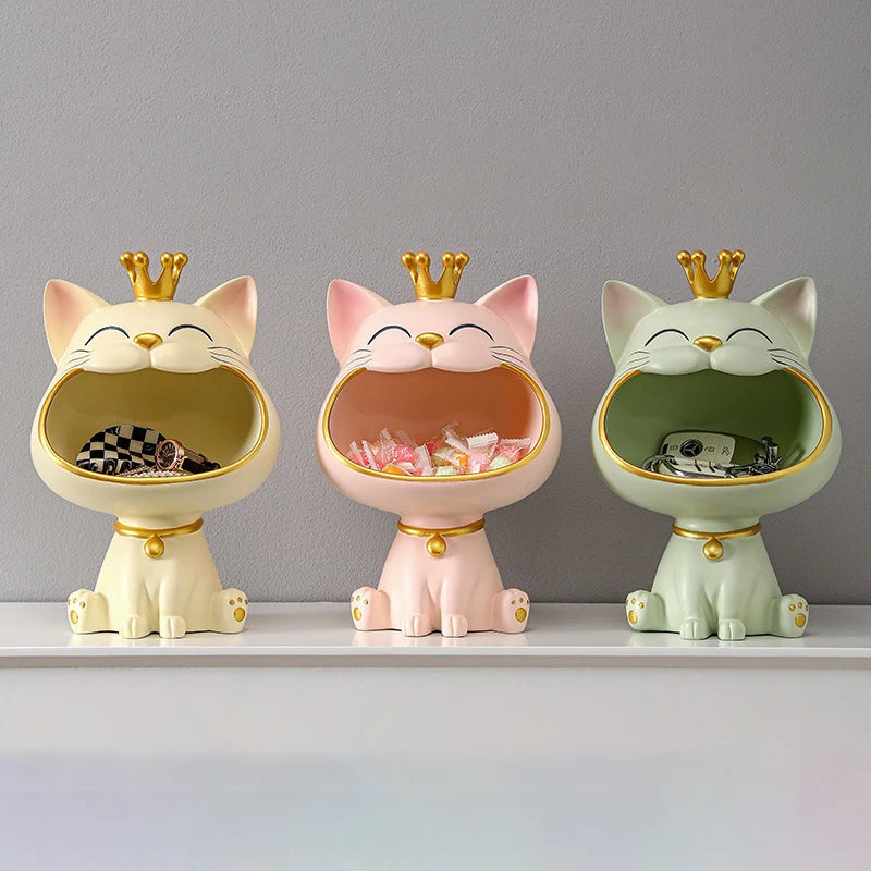 Cat Organizer Sculpture Multi-Colored Resin | Whimsical Design 3