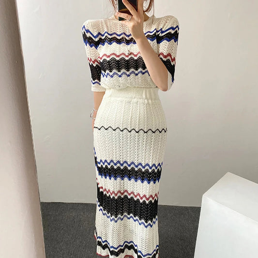 Women Chevron Knit Two-Piece Set | Amira