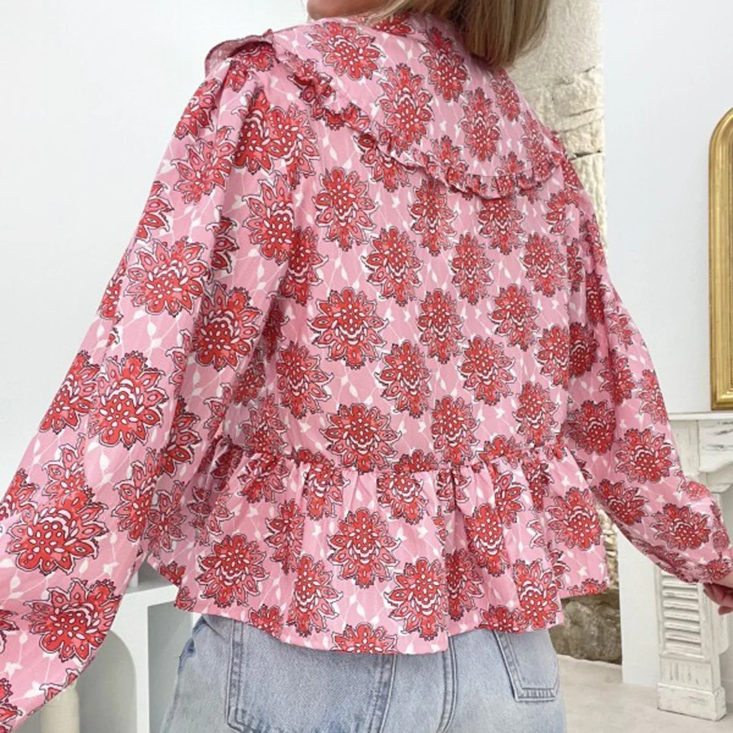 Women Ruffled Floral Blouse | Odessa