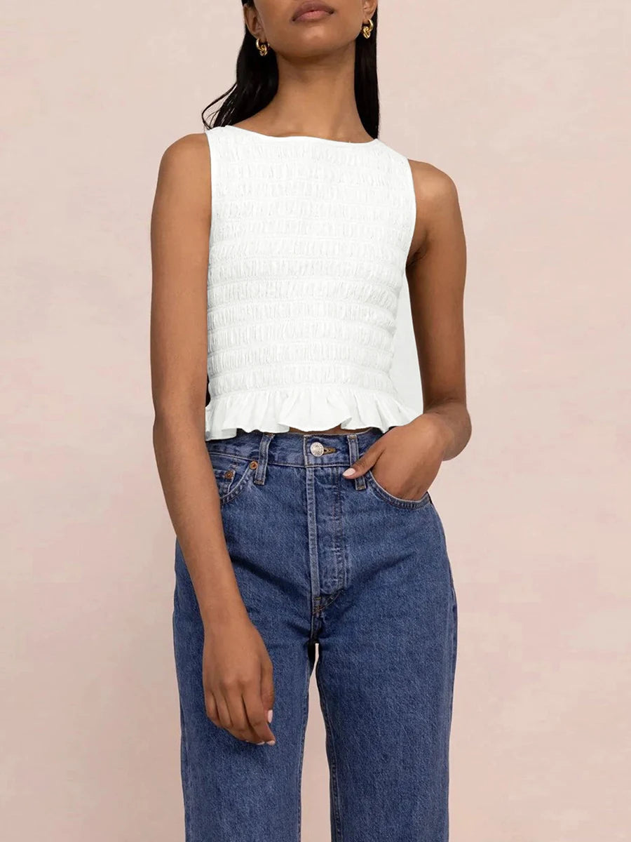 Women Smocked Sleeveless Top | Regina