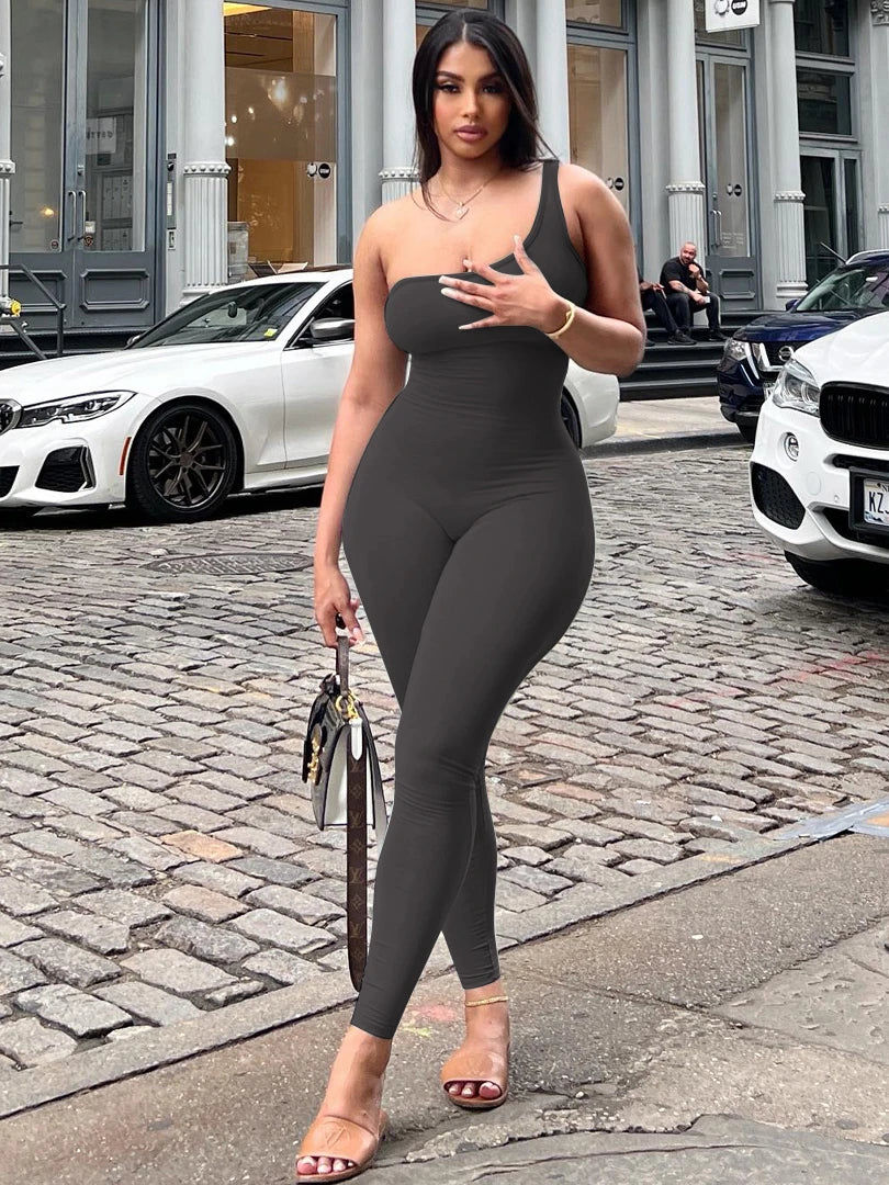 Women One-Shoulder Fitted Jumpsuit | Aurora