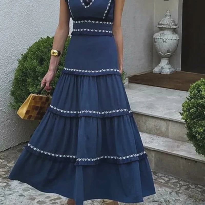 Women Embroidered Tiered Maxi Dress | Nola