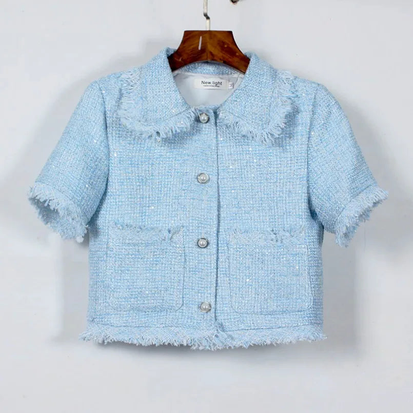 Women Fringed Tweed Two-Piece Set | Candela