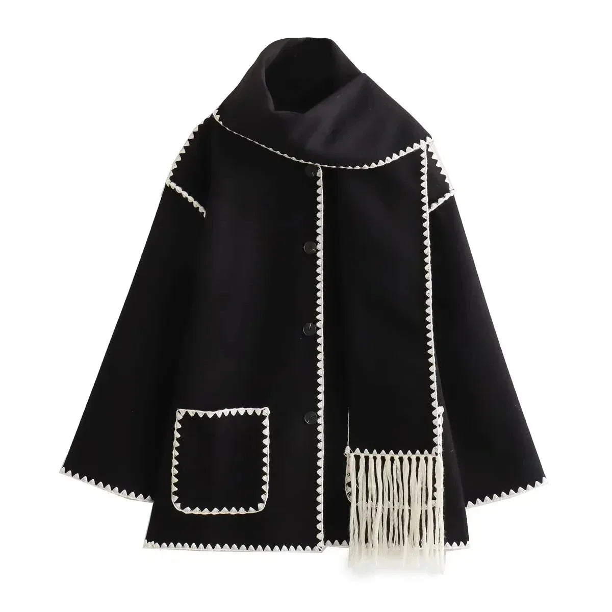Oversized Contrast Stitch Coat | Chia