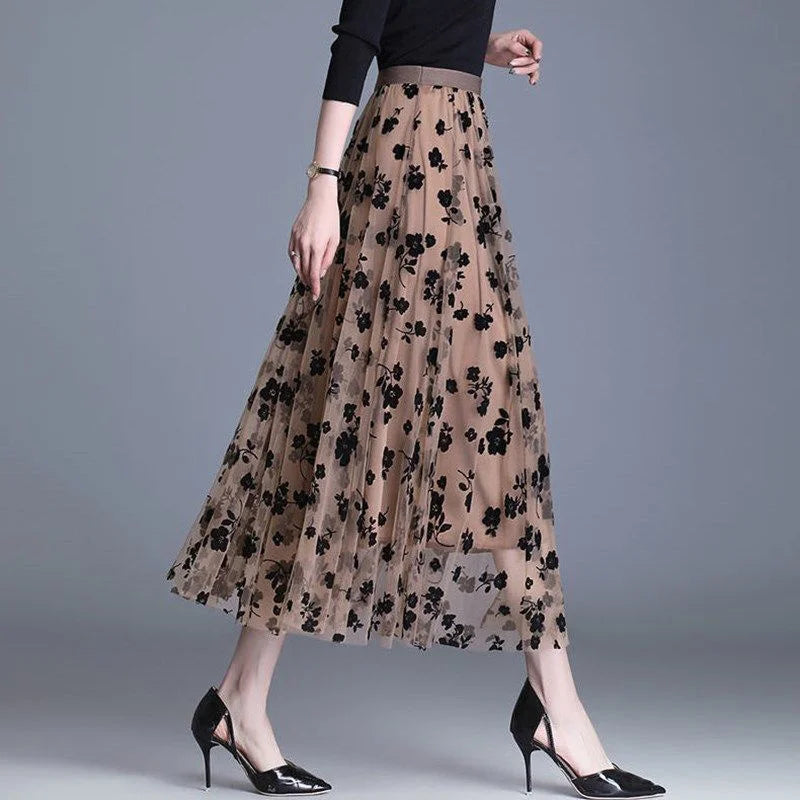 Women Polka Dot Tulle Maxi Skirt | Soledad