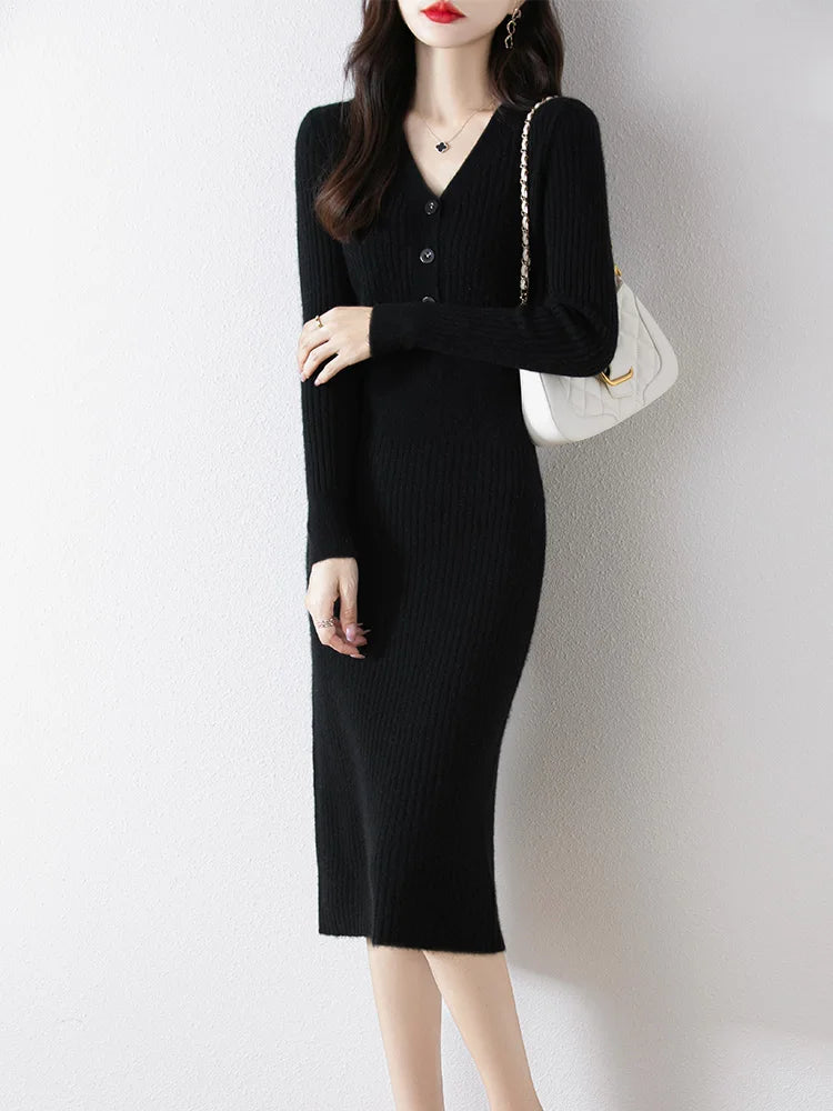 Women Ribbed Knit Midi Dress | Rosalba