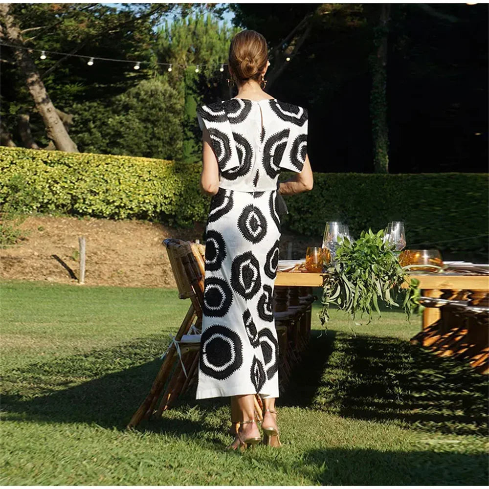 Women Bold Print Crop Top & Maxi Skirt Set | Cara