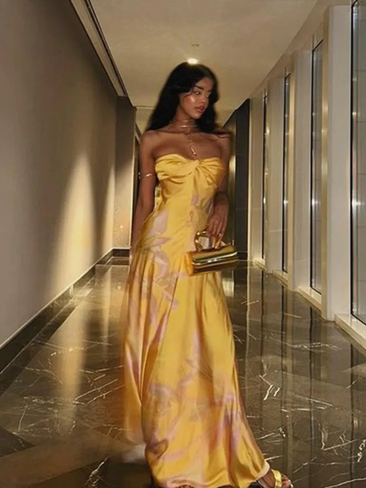Women Elegant Strapless Satin Gown | Brenda