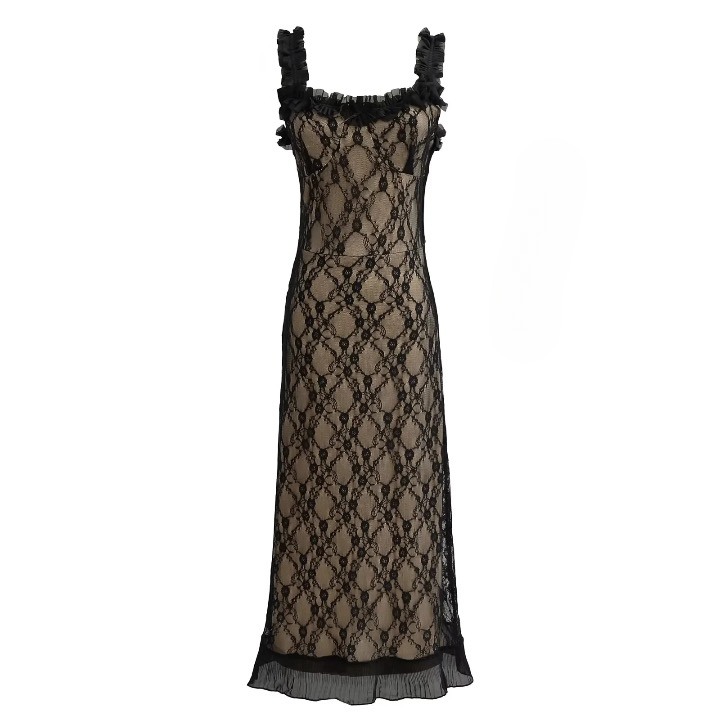 Women Lace Mesh Bodycon Midi Dress | Clydie