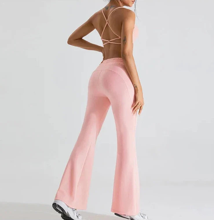 Women Flare Pants Black Nylon | Vibe-2