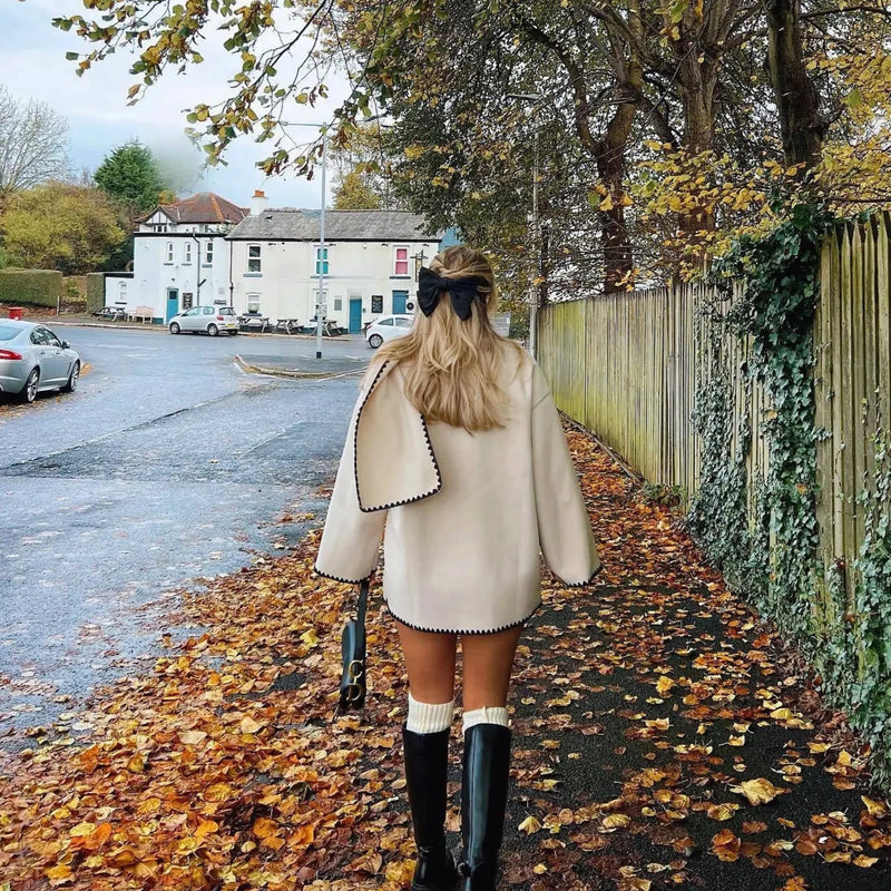 Oversized Contrast Stitch Coat | Chia