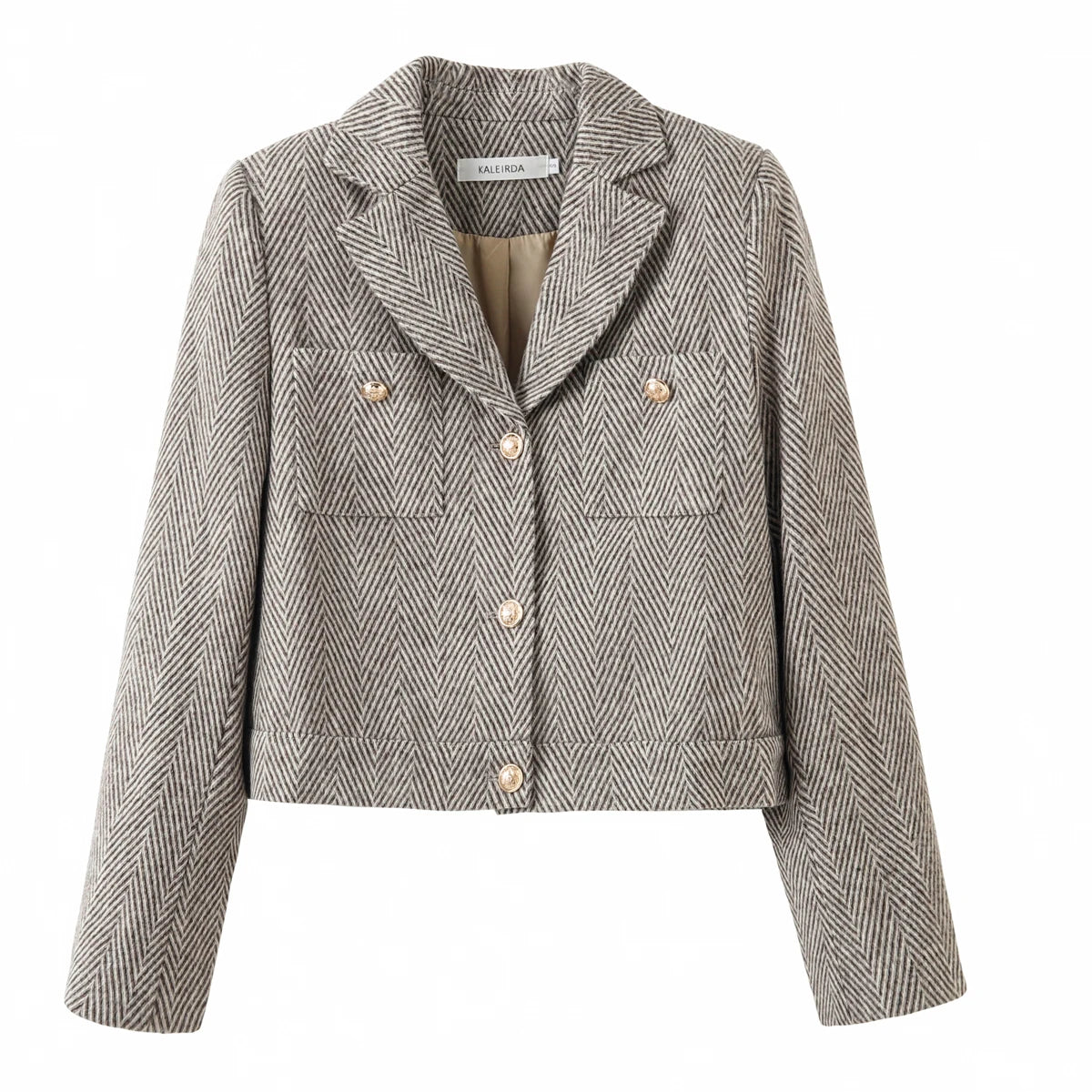 Women Herringbone Cropped Blazer | Modesta