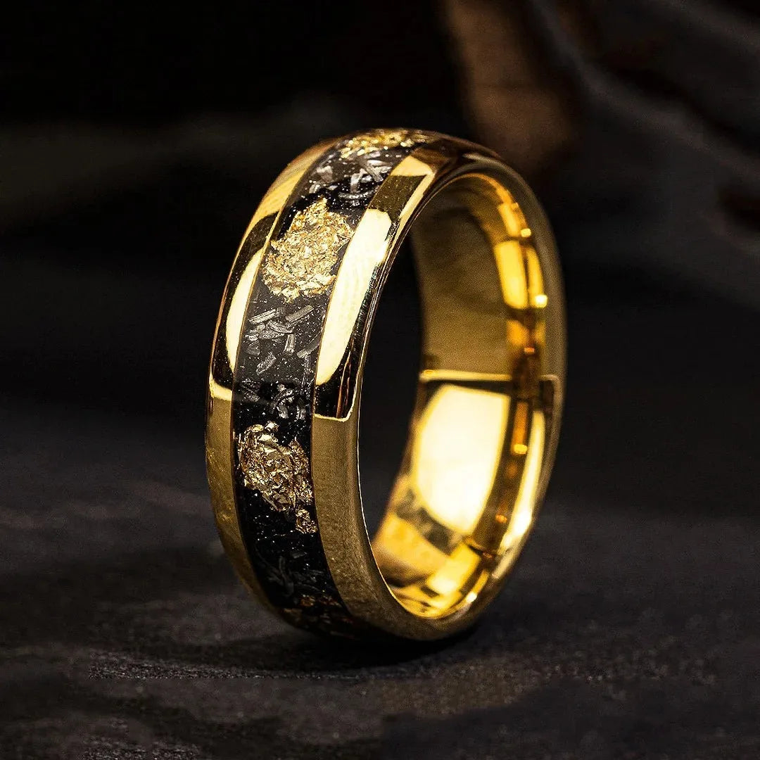 Men Gold Flake Resin Band Ring | Marzel