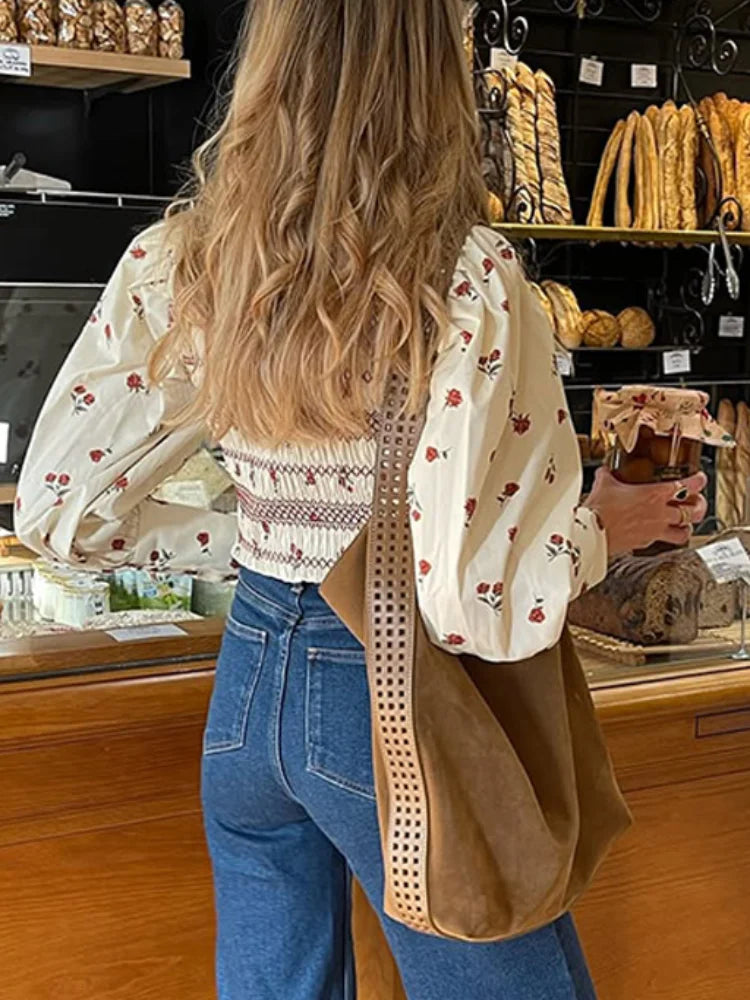 Women Vintage Smocked Floral Blouse | Elnora