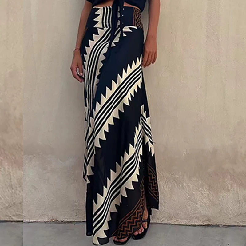Boho Striped Maxi Skirt for Women | Zoe