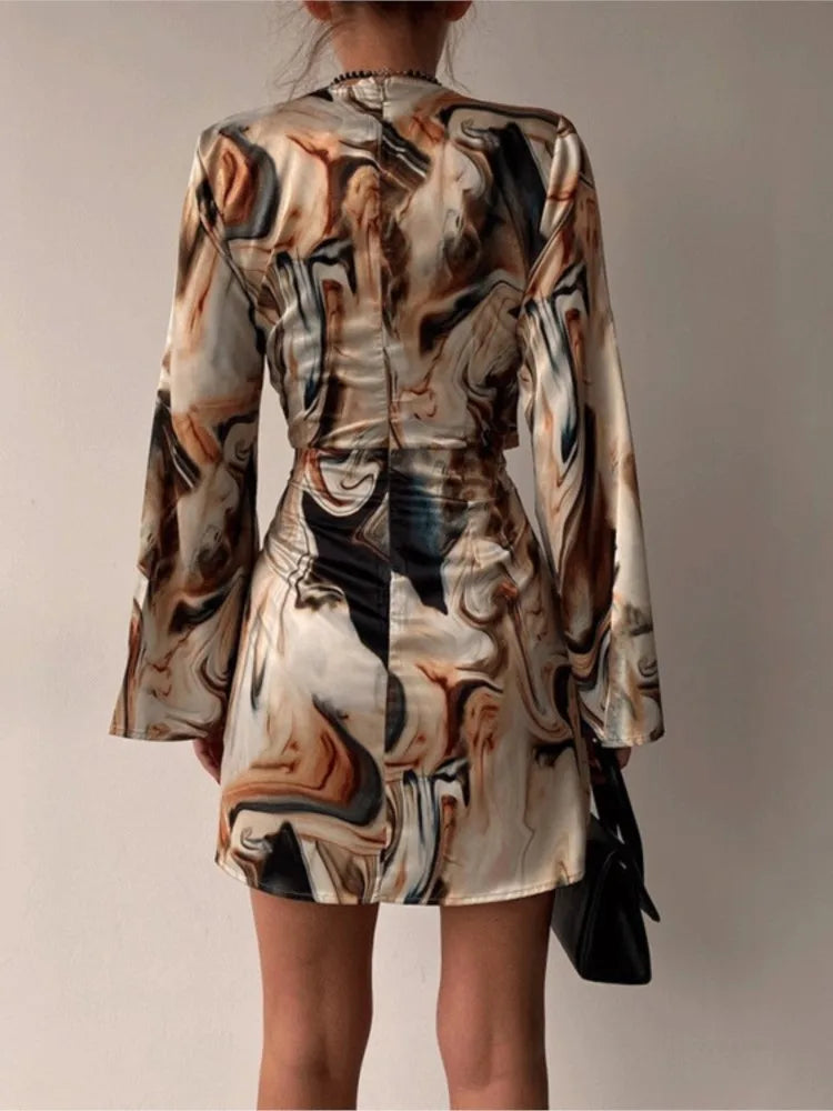 Women Abstract Print Wrap Dress | Maria