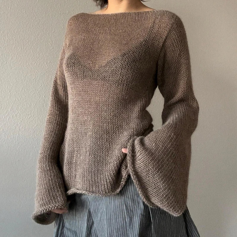 Women Backless Knit Sweater | Rose