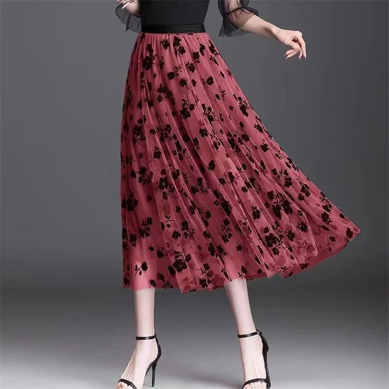 Women Polka Dot Tulle Maxi Skirt | Soledad