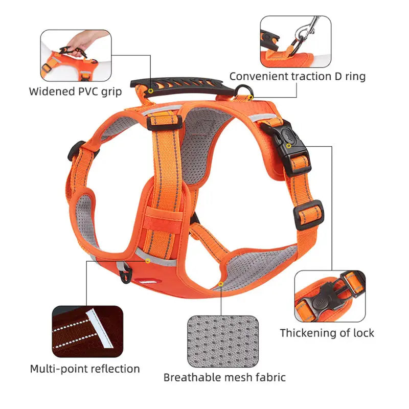 Adjustable Dog Harness No Pull Breathable Fabric | Comfortable Control for Dogs-4