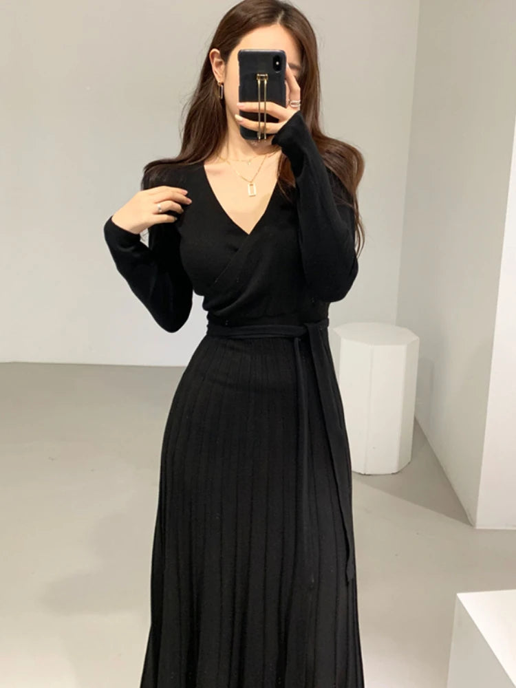 Women Wrap Knit Dress | Evadne