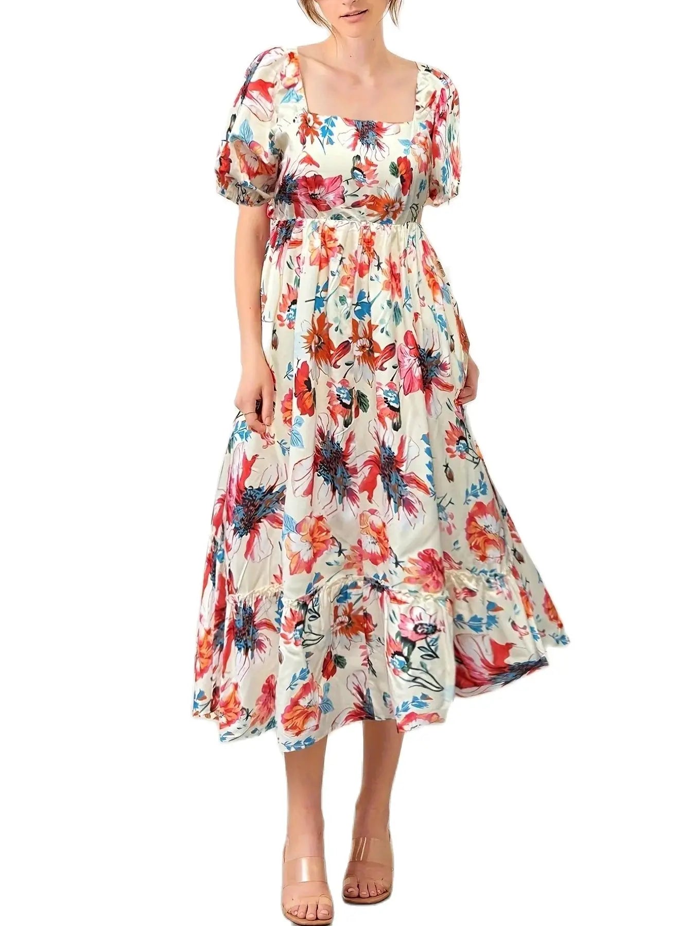 Floral Puff Sleeve Maxi Dress | Caila