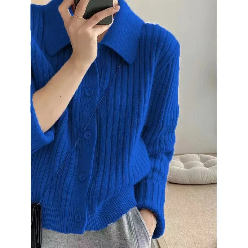 Women Ribbed Knit Button-Up Cardigan | Ysabel