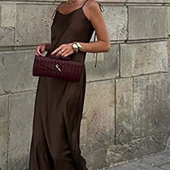 Women Elegant Brown Maxi Dress | Hilda