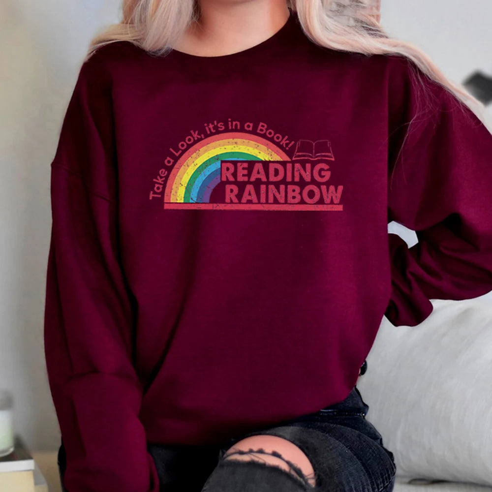 Women Vintage Reading Rainbow Sweatshirt | Ethelinda