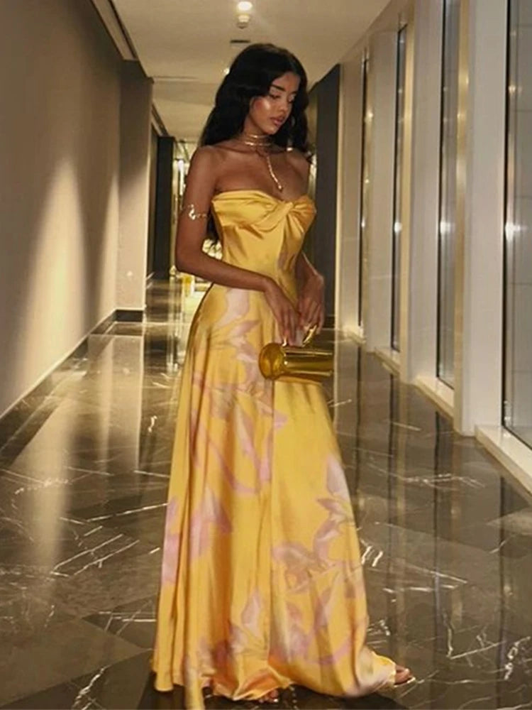 Women Elegant Strapless Satin Gown | Brenda