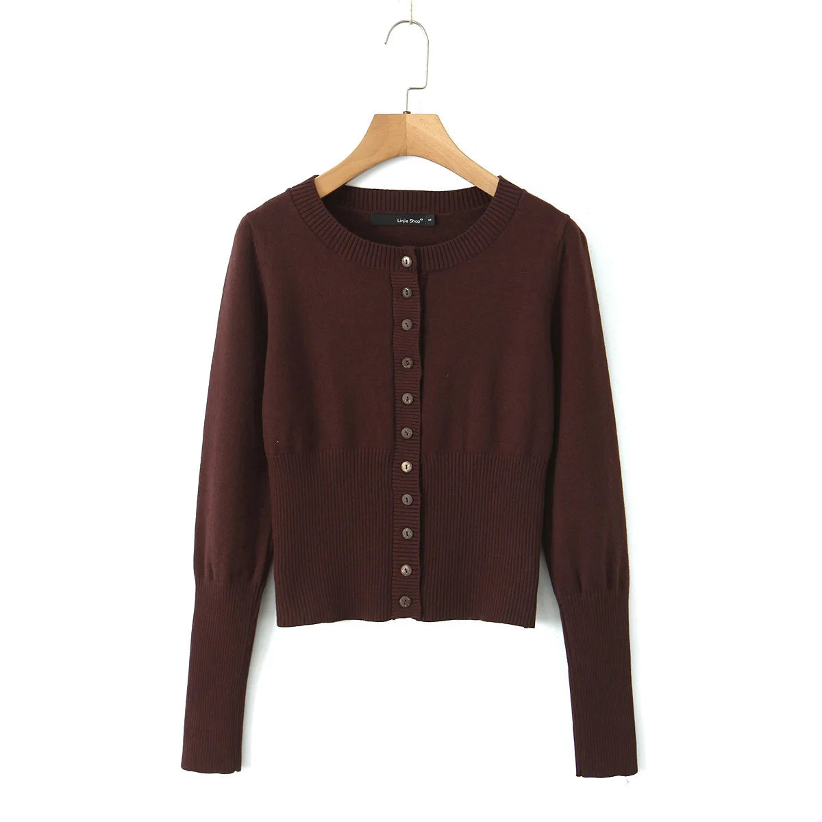 Women Ribbed Button-Up Cropped Cardigan | Elenora