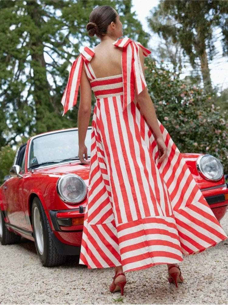 Women Striped Bow-Tie Dress | Daysi