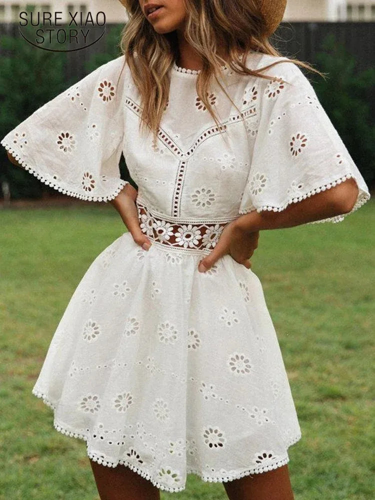 Women Backless Embroidered Summer Dress | Camila