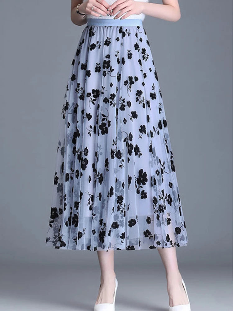 Women Polka Dot Tulle Maxi Skirt | Soledad