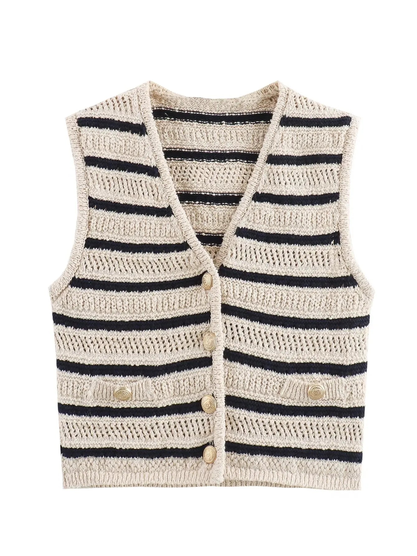 Women Striped Crochet Vest | Adriana