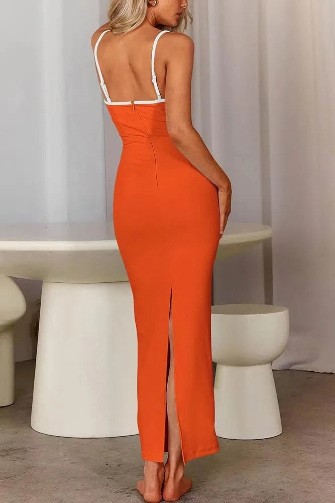 Women Color-Block Spaghetti Strap Maxi Dress | Octavia
