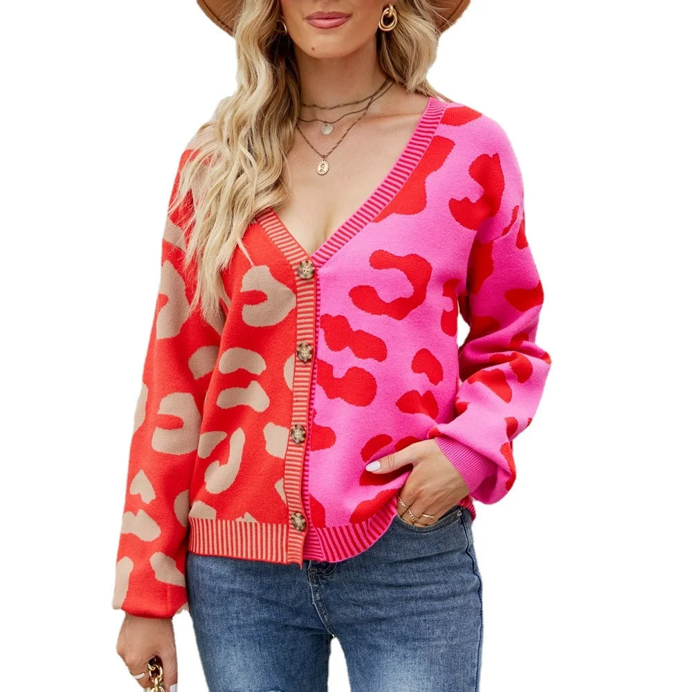 Women Color Block Leopard Cardigan | Susannah