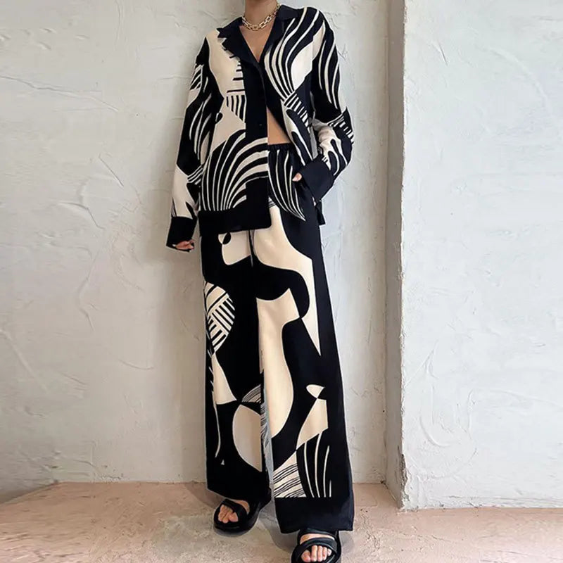 Women Abstract Print Two-Piece Set | Modern Luxe