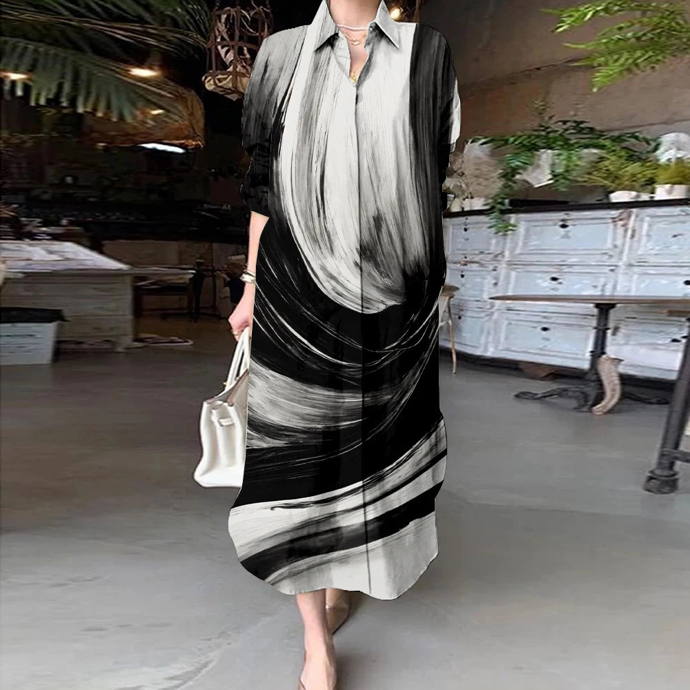 Women Abstract Print Shirt Dress | Aaliyah